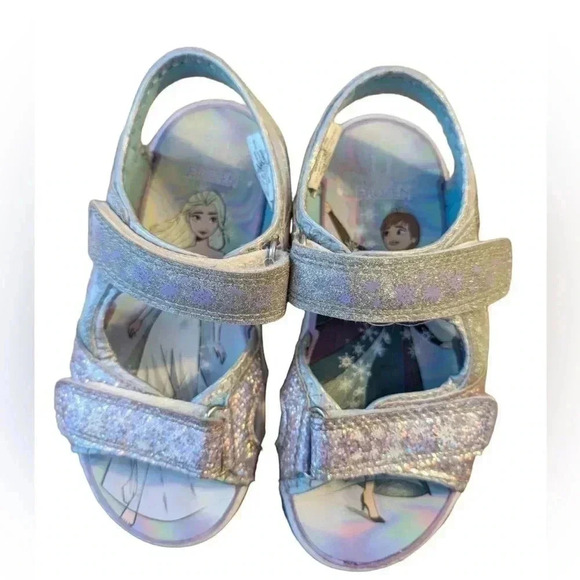 Disney Frozen Sparkles Elsa Light Up Silver Blue Girls Toddler Sandals SZ 11 - Picture 6 of 8